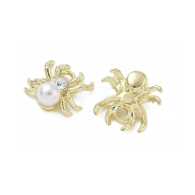 Alloy & ABS Plastic Pearl & Rhinestone Pendants Spider Charms PL-CBA5609-02G-B-1