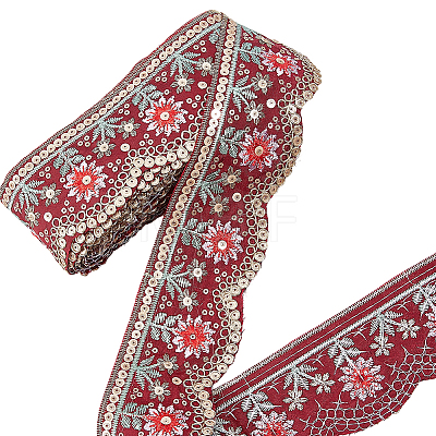 7.5Yards Vintage Jacquard Polyester Lace Ribbon SRIB-CY0001-42A-1