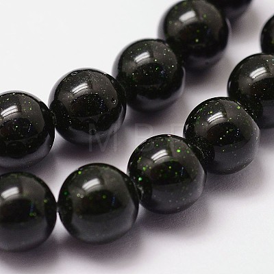 Synthetic Green Goldstone Beads Strands G-N0178-02-12mm-1