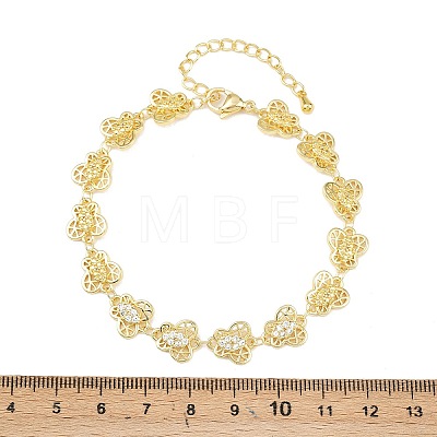Brass Micro Pave Clear Cubic Zirconia Link Chain Bracelets for Women BJEW-A090-10C-G-1