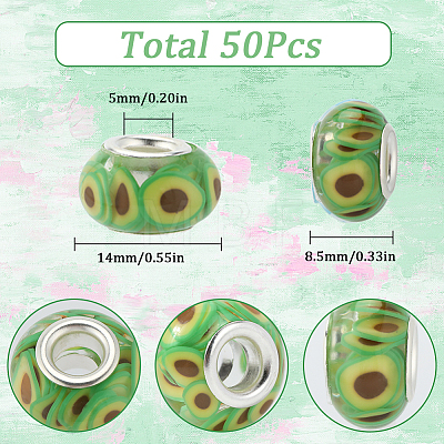 50Pcs Transparent Resin European Rondelle Beads RPDL-SC0001-09A-1