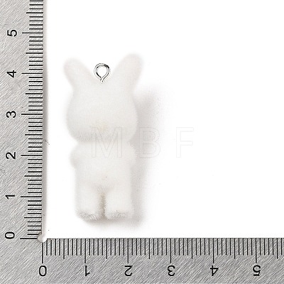 Flocking Resin Cute Bunny Pendants MACR-P043-J03-1