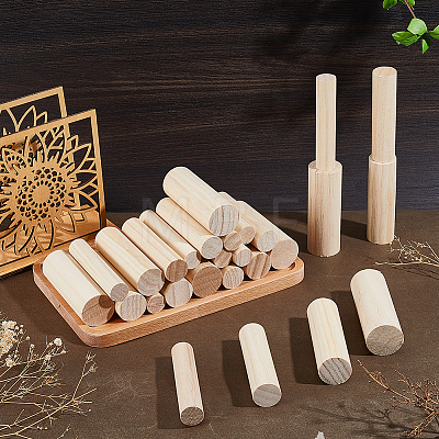 28Pcs 4 Styles Wood Round Stick WOOD-GA0002-12-1