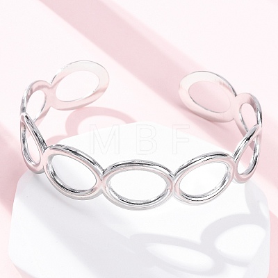 304 Stainless Steel Cuff Bangles for Women BJEW-D306-02P-1