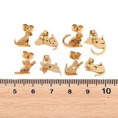 4 Pairs 304 Stainless Steel Stud Earrings EJEW-G469-02G-01-1