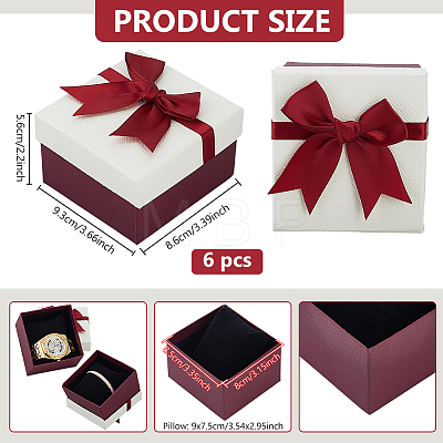 Paper with Polyester Bowknot Gift Boxes CON-WH0095-224B-1