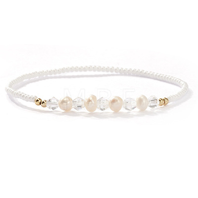 Fashion Plastic Imitation Pearl & Natural Freshwater Pearl & Glass Beaded Stretch Bracelets for Women SF7008-4-1