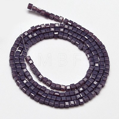 Faceted Cube Glass Beads Strands EGLA-J133-C04-1