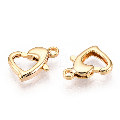 Brass Heart Lobster Claw Clasps KK-N254-16G-1