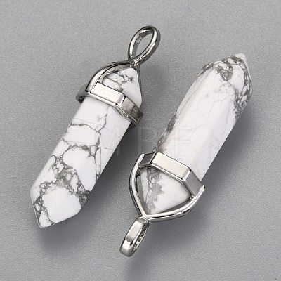 Natural Howlite Double Terminated Pointed Pendants X-G-F295-04F-1