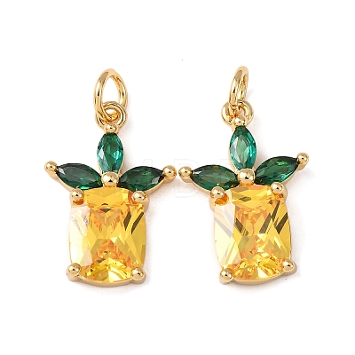 Brass Micro Pave Cubic Zirconia Pendants KK-C143-33B-G-1