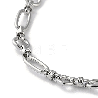 304 Stainless Steel Oval & Ring Link Chain Necklaces for Women NJEW-D056-02P-1