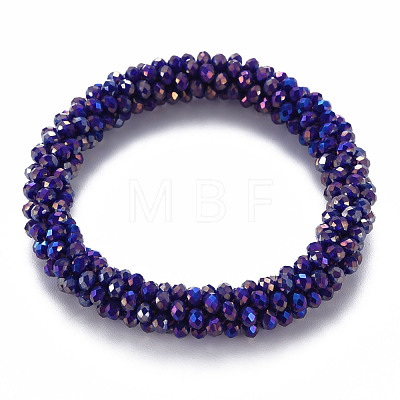 AB Color Plated Faceted Opaque Glass Beads Stretch Bracelets BJEW-S144-003D-01-1