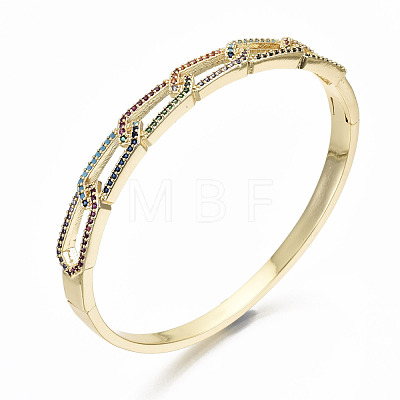 Brass Micro Pave Cubic Zirconia Bangles BJEW-S142-014-NF-1