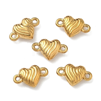 304 Stainless Steel Corrugated Heart Links Connector Charms STAS-D211-14D-G-1