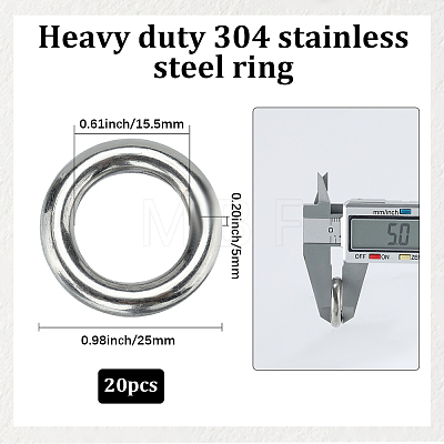 304 Stainless Steel Closed Jump Rings STAS-SP0001-85C-1