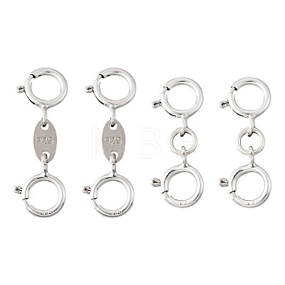  4Pcs 2 Style 925 Sterling Silver Spring Ring Clasps Sets STER-TA0001-05-1