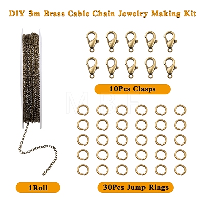 DIY 3m Brass Cable Chain Jewelry Making Kit DIY-YW0005-75AB-1