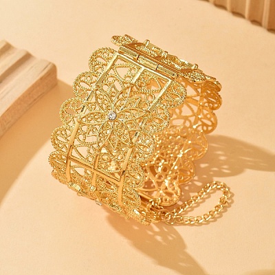 Flower Pattern Zinc Alloy with Crystal Rhineston Bangles FS-WG1639C-01-1