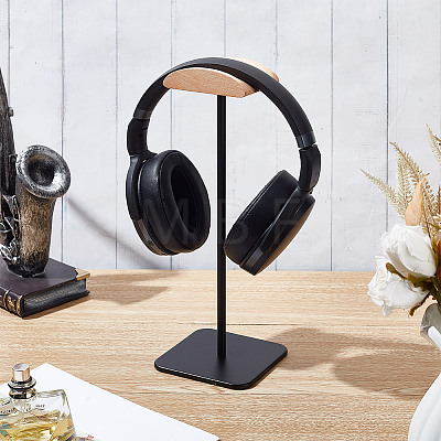 Wood Headset Display Stands with Aluminum Alloy Support AJEW-WH0471-108-1