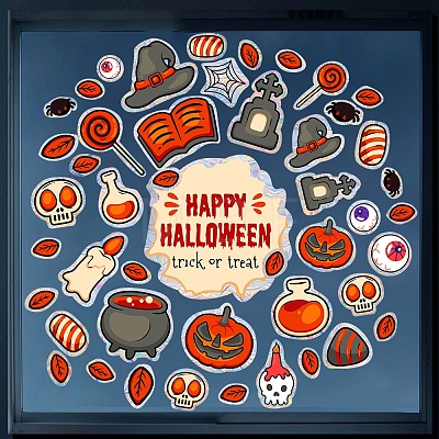 9Pcs Halloween Waterproof PVC Electrostatic Wall Stickers PW-WGA4AF2-01-1