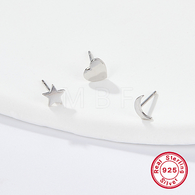 3Pcs 3 Style 925 Sterling Silver Stud Earrings IL9248-02-1