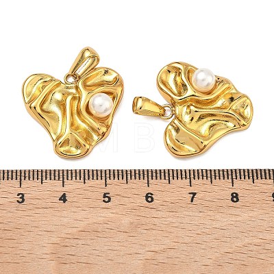 Textured 304 Stainless Steel & ABS Plastic Imitation Pearl Pendants STAS-C172-01B-G-1