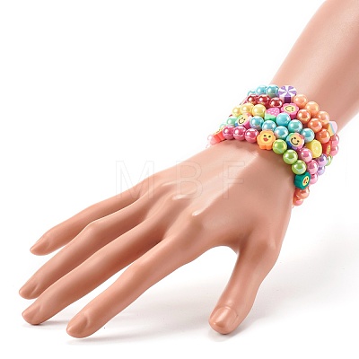 Opaque Acrylic Beads Stretch Bracelet Sets for Kids BJEW-JB06403-1