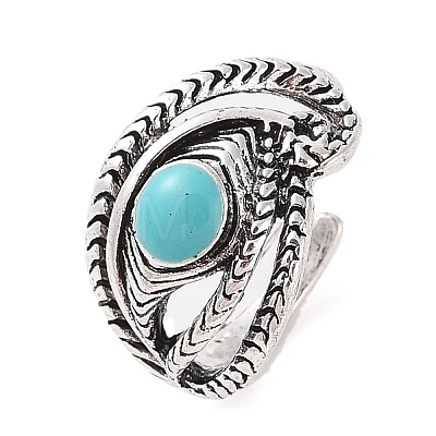 Synthetic Turquoise Cuff Rings RJEW-B107-08AS-1