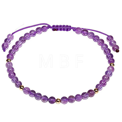 Natural Round Amethyst Braided Bead Bracelets XS5464-1-1