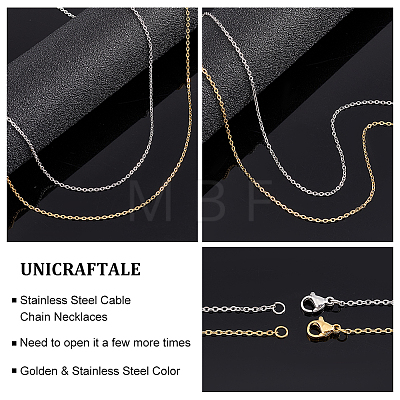 Unicraftale Vacuum Plating 304 Stainless Steel Cable Chain Necklaces STAS-UN0005-35-1