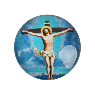 Jesus and the Virgin Printed Glass Half Round/Dome Cabochons X-GGLA-N004-14mm-A-1