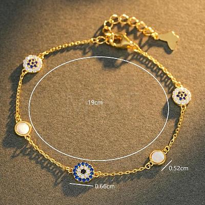 925 Sterling Silver Micro Pave Cubic Zirconia Blue Evil Eye Link Bracelets for Men Women SG3284-1-1