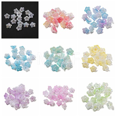 Iridescent Acrylic Bead Caps OACR-C021-08-1