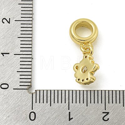 Rack Plating Brass Micro Pave Clear Cubic Zirconia European Dangle Pendants KK-Z067-31G-1