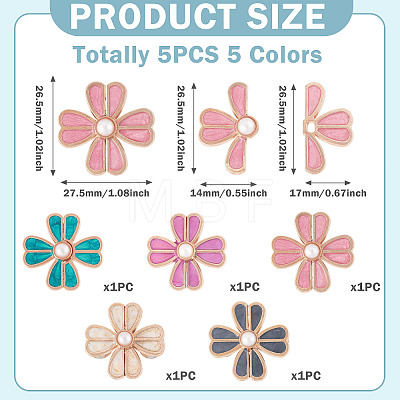 5Pcs 5 Colors Flower Alloy Enamel Adjustable Jean Button Pins DIY-TA0014-93-1