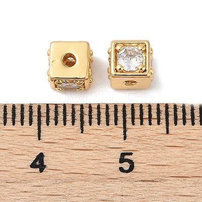 Brass Cubic Zirconia Beads KK-Q030-14A-G-1