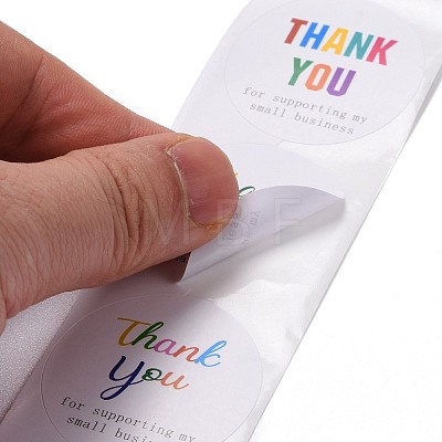 Flat Round Paper Thank You Stickers DIY-C042-03-1