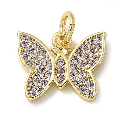 Rack Plating Brass Micro Pave Cubic Zirconia Pendants KK-K392-42G-1