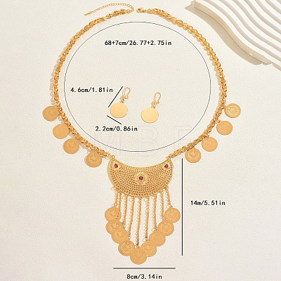 Vintage Ethnic Style Alloy & Iron Moon Tassel Long Necklaces & Earrings Sets for Women OS1722-1