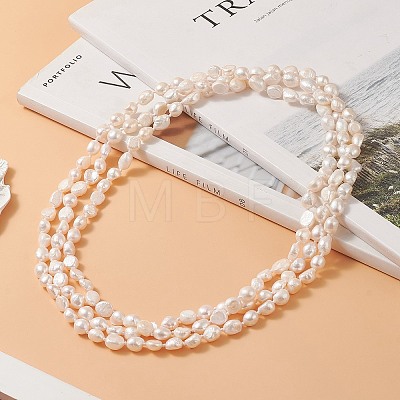 Natural Pearl Beaded 3 Layer Necklace for Women NJEW-JN04217-1