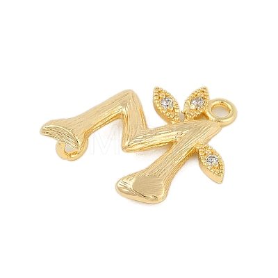 Brass Crystal Rhinestone Letter Links Connector Charms KK-S395-06G-M-1