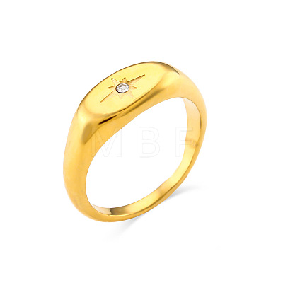 Stylish Elliptical Star Zircon Ring for Women - 18K Gold Plated Stainless Steel North Star Jewelry ST3456434-1