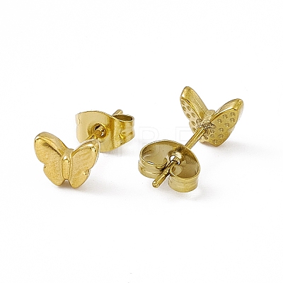 Vacuum Plating 304 Stainless Steel Tiny Butterfly Stud Earrings for Women EJEW-P212-10G-1