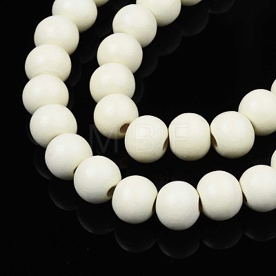 Painted Natural Wood Beads Strands WOOD-S053-54N-1