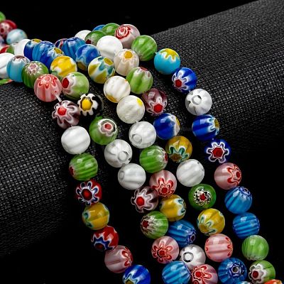 Handmade Millefiori Glass Beads Strands LK14-1