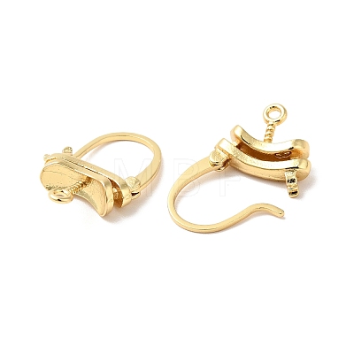 Brass Oval Hoop Earring Findings with Latch Back Closure KK-G434-04G-1