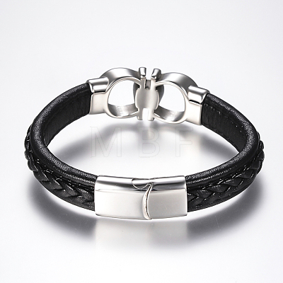 Men's Braided Leather Cord Bracelets BJEW-H559-15E-1