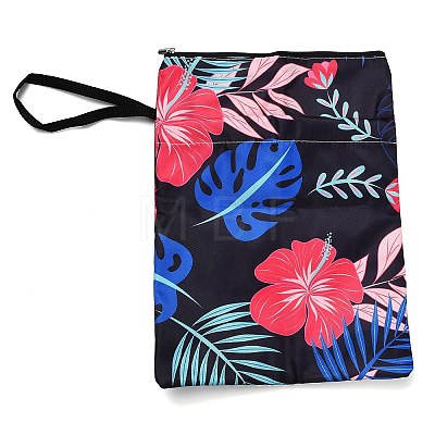 Flower & Leaf Print Polyester Zipper Book Covers AJEW-Z051-03B-1
