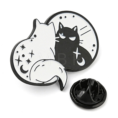 Cartoon Cat & Mirror Enamel Pins JEWB-Q033-02C-1